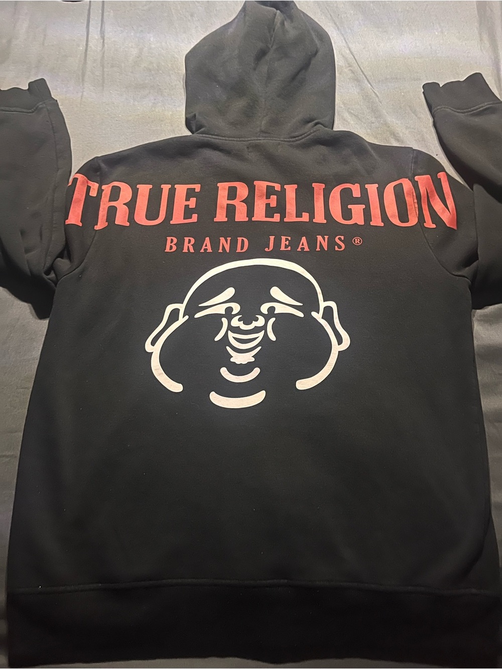 True Religion Black Hoodie with Red Logo